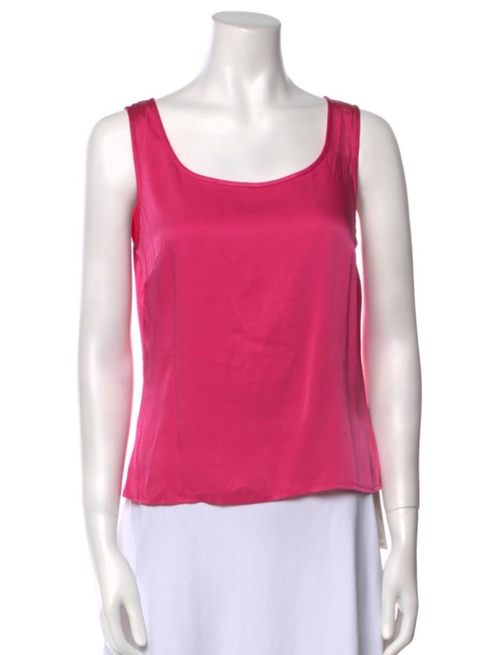 St. John Hot Pink Scoop Neck Silk Tank Top Stretch Sleeveless Petite Small